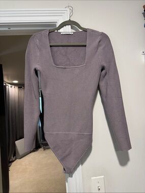 Abercrombie & Fitch Lavender Ribbed Long-Sleeve Bodysuit